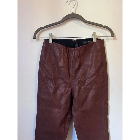 Rag & Bone Simone Lamb Leather Pants Women's 4 Stretchy NWT Brown - Picture 3 of 11